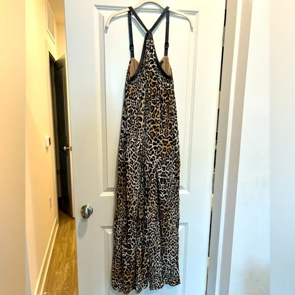 Rachel Zoe Silk leopard print maxi dress with leather straps - Picture 2 of 9